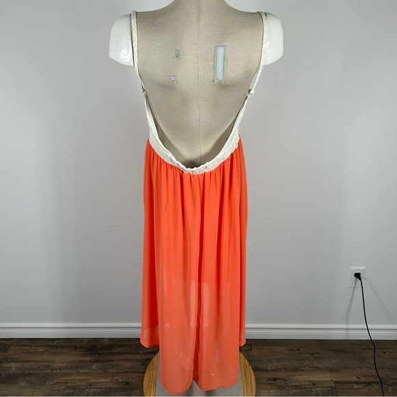 Wet seal White Lace and Orange High-Low Dress L - Picture 3 of 9